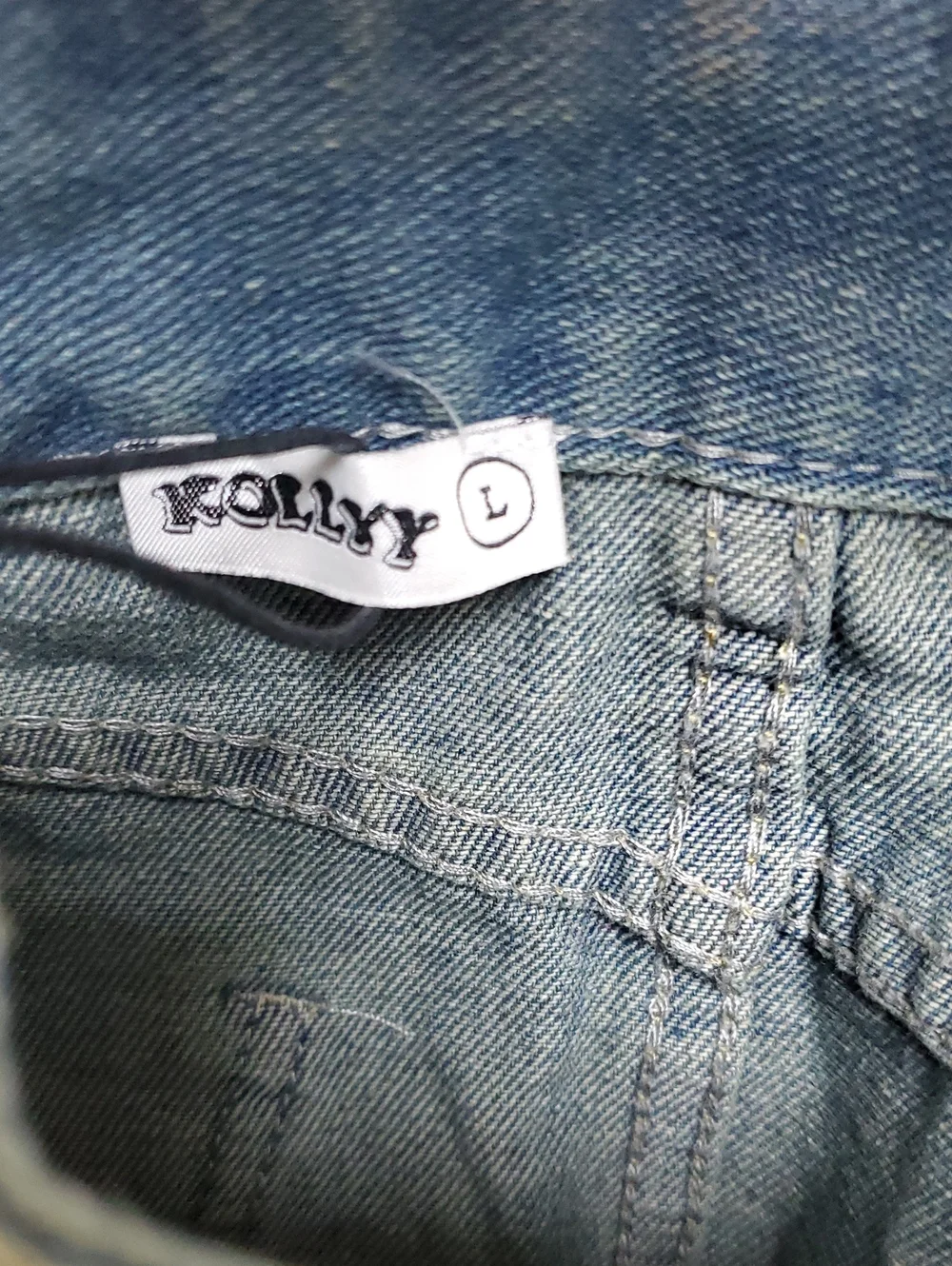 Kollyy Distressed Cargo Denim Mini Skirt